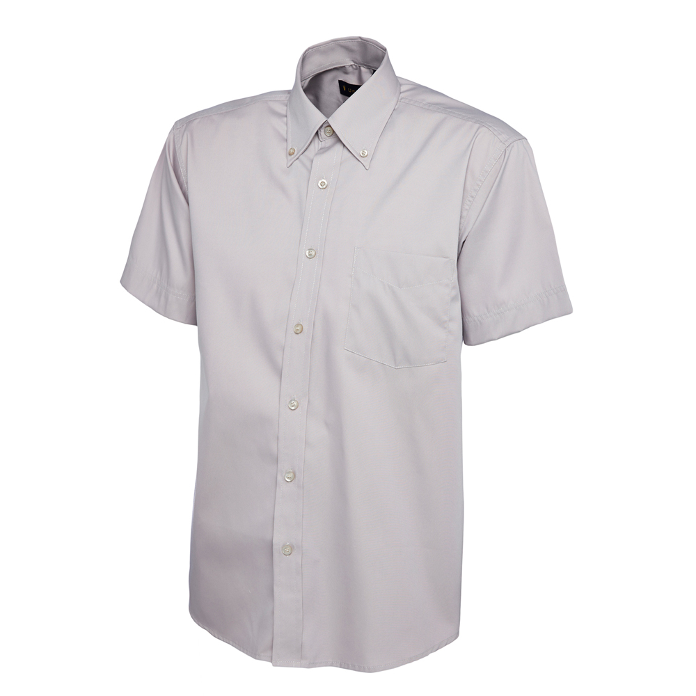 Uneek UC702 Pinpoint Oxford Short Sleeve Shirt - Silver - 2XL
