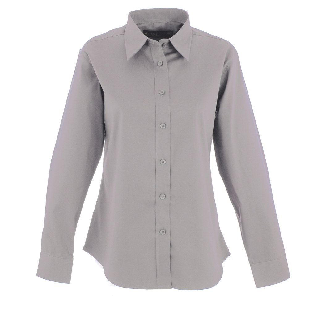 Uneek Women's UC703 Pinpoint Oxford Long Sleeve Blouse - Silver - 18