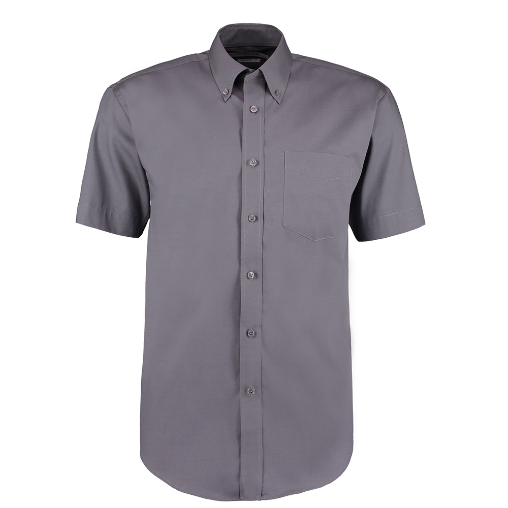 Kustom Kit KK109 Premium Short Sleeve Oxford Shirt - Charcoal - 16