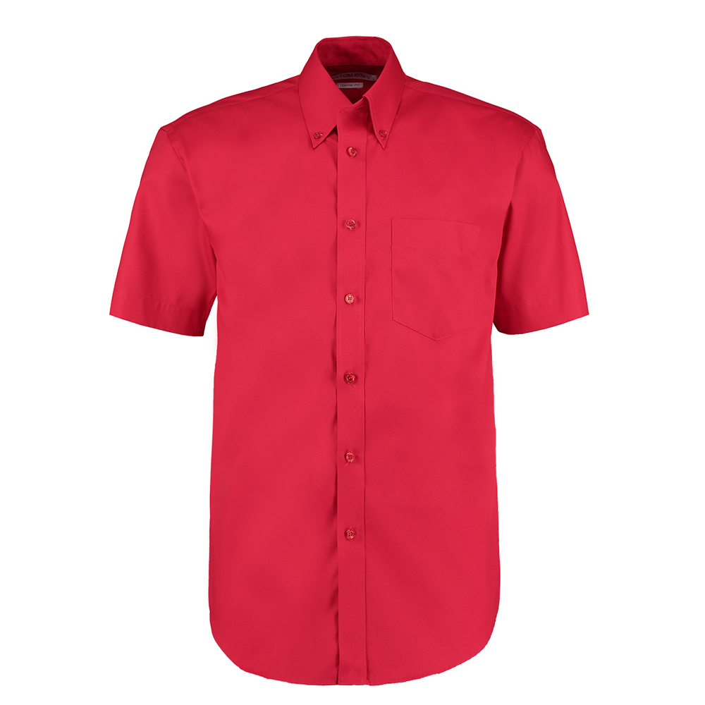 Kustom Kit KK109 Premium Short Sleeve Oxford Shirt - Red - 15