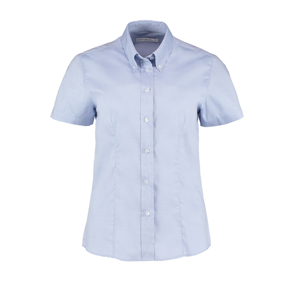 Kustom Kit Women's KK701 Premium Short Sleeve Oxford Blouse - Light Blue - 28