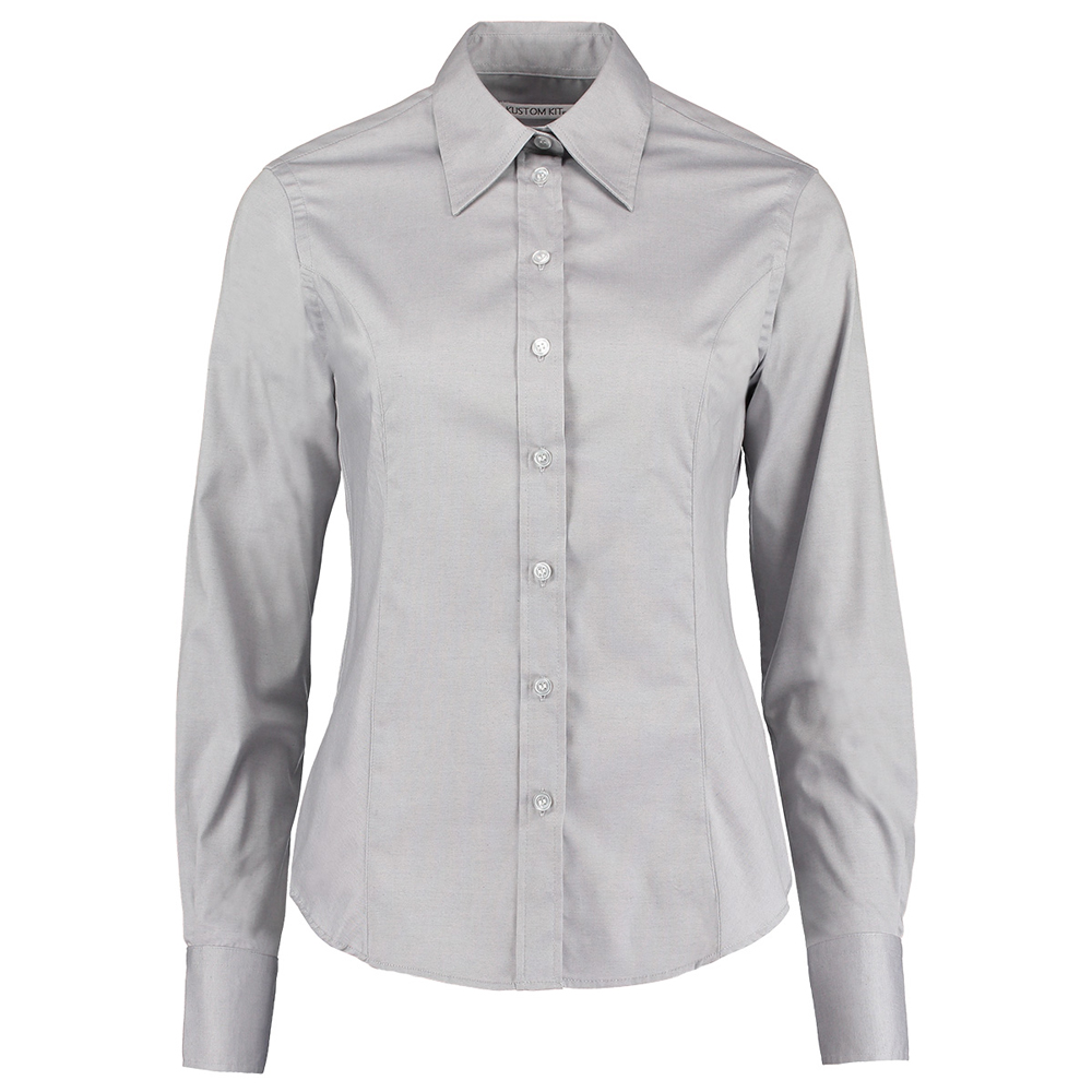 Kustom Kit Women's KK702 Premium Long Sleeve Oxford Blouse - Silver Grey - 18