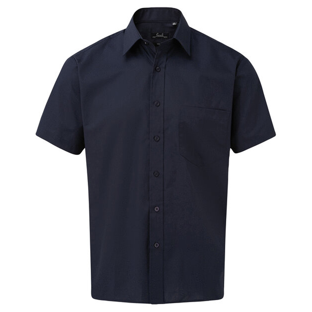 Premier PR202 Short Sleeve Poplin Shirt - Navy - 22