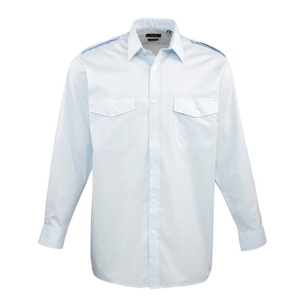 Premier PR210 Long Sleeve Pilot Shirt - Light Blue - 14.5