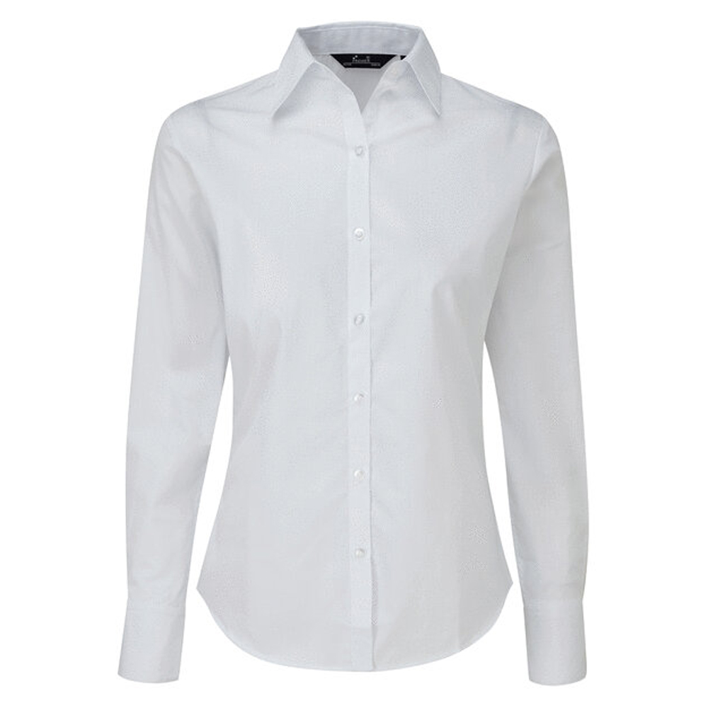Premier Women's PR300 Long Sleeve Poplin Blouse - White - 14