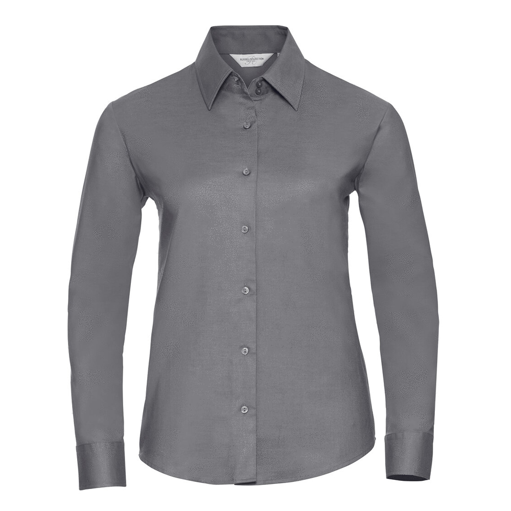 Russell J932F Womens Long Sleeve Classic Oxford Blouse - Silver - 16