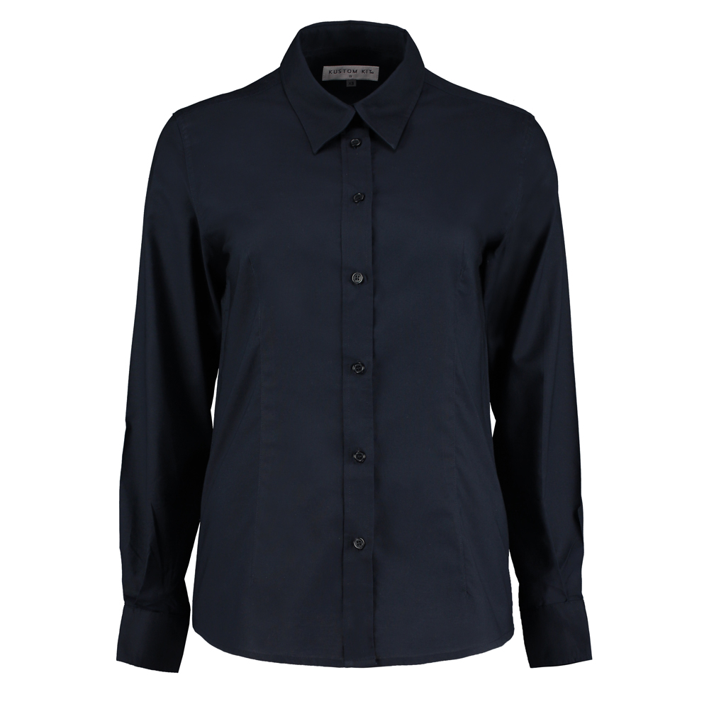 Kustom Kit Women's KK361 Long Sleeve Oxford Blouse - French Navy - 28