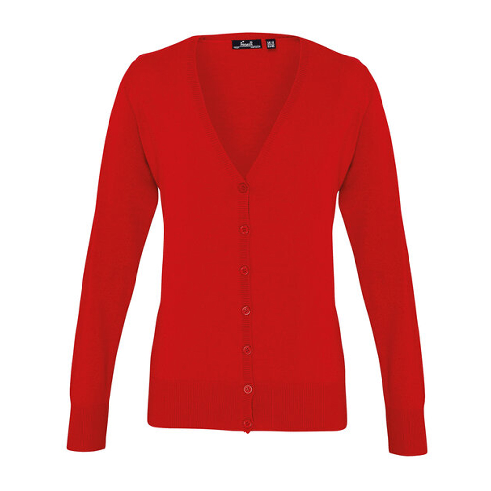 Premier Women's PR697 V-Neck Knitted Cardigan - Red - 8