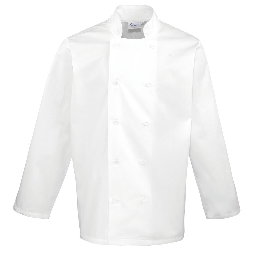 Premier PR657 Long Sleeve Chef's Jacket - White - Large