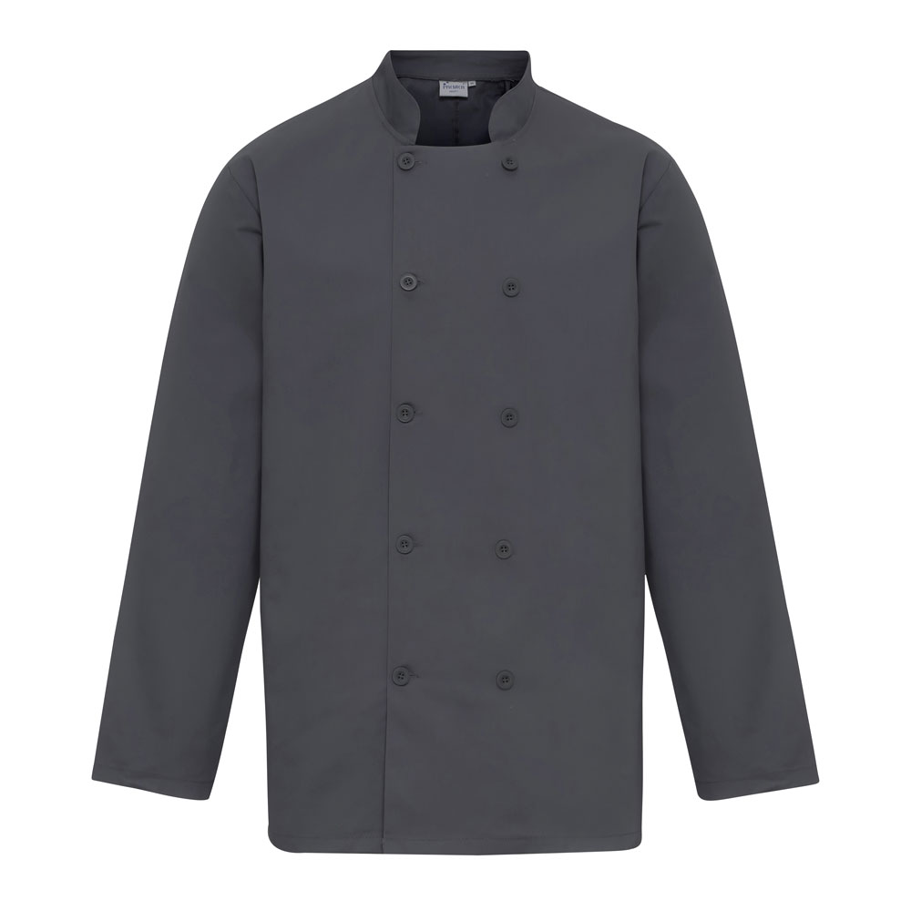 Premier PR657 Long Sleeve Chef's Jacket - Steel - XL