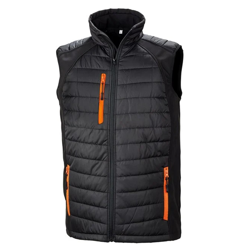 Result R238X Compass padded softshell gilet - Black/Orange - Large