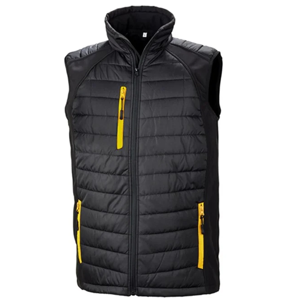 Result R238X Compass padded softshell gilet - Black/Yellow - 3XL