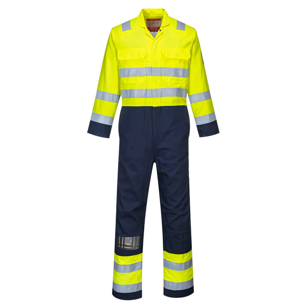 Portwest BIZ7 Bizflame FR Coverall - Hi Viz Yellow/Navy - Small