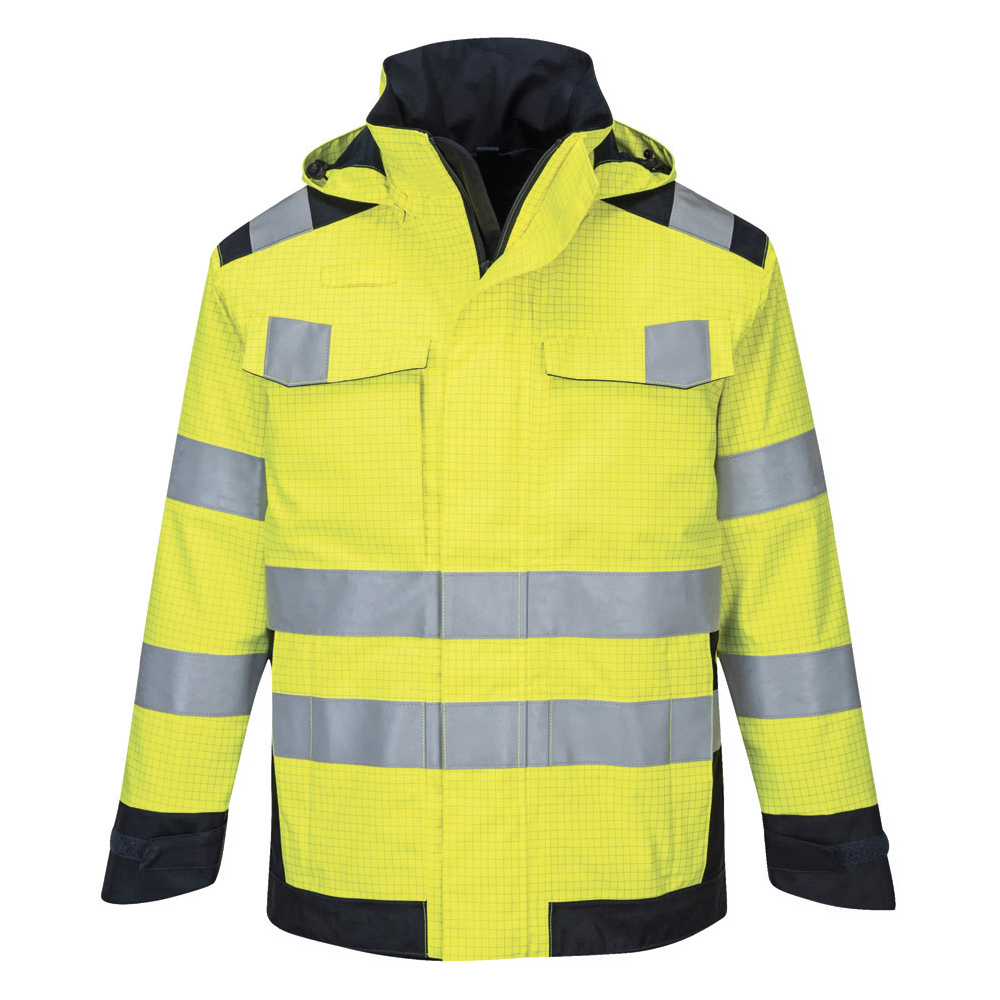 Portwest MV70 Modaflame Multi Norm Lined ARC Jacket Hi Viz Yellow/Navy - Small