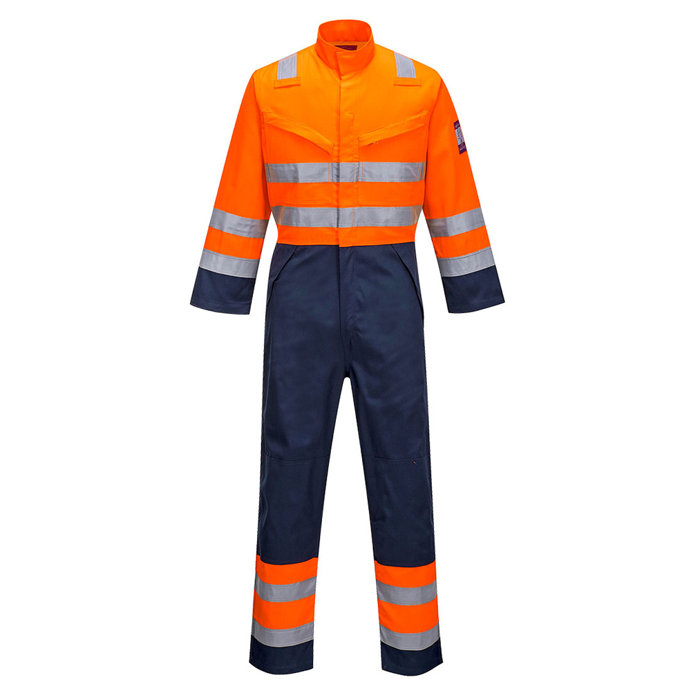 Portwest MV29 Modaflame Work HVO Multi-Norm Contrast Coverall - Hi Viz Orange/Navy - Small