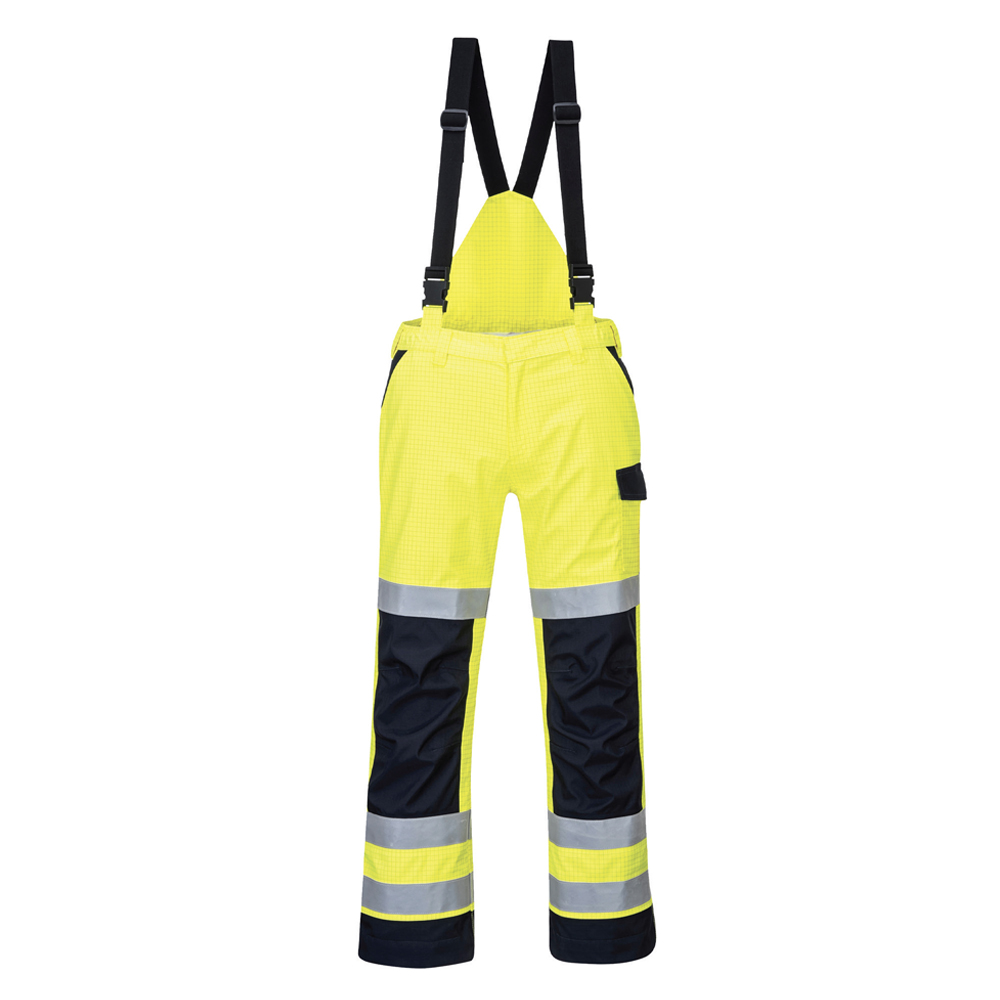 Portwest MV71 Yellow Modaflame Rain Multi Norm Lined ARC Trousers Hi Viz Yellow/Navy - Small